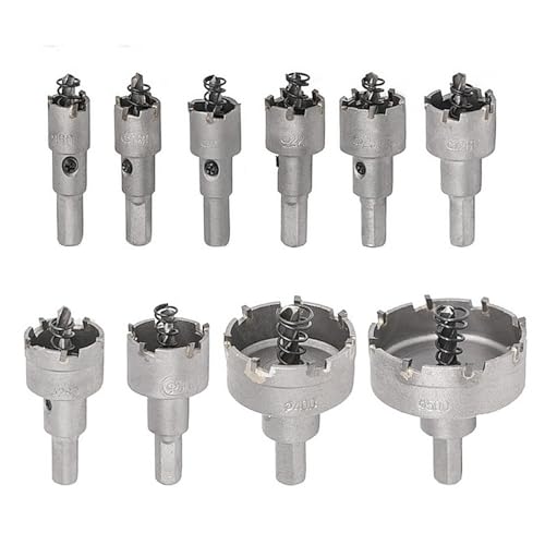 10 Stück16-53mm Legierung Lochsäge Set Hartmetall Spitze Metallschneider Kernbohrer Kits für Edelstahl Metall Bohren Krone,16,50mm 10PCS von SAMEZA