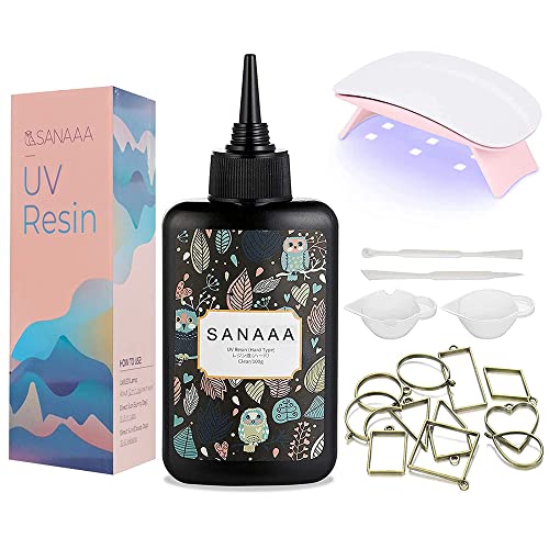 SANAAA UV-Harz-Kit 100 g UV mit 6 W UV-Lampe – hartes transparentes Harz – 100 g Starter-Kit – UV-sonnenhärtendes Harz zur Herstellung von Ohrringen, Anhängern, Schmuck von SANAAA