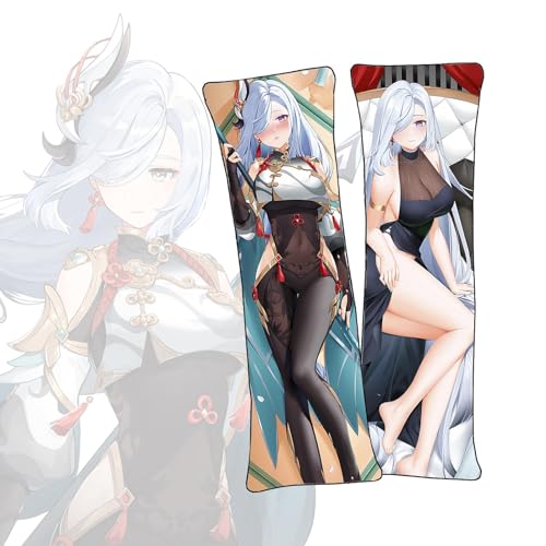 SANCOLYNnime Körperkissen Shenhe Körperkissen Anime dakimakura beidseitig Bedruckt Kissenbezug Kurzer Plüschstoff Langer Kissenbezug-Shenhe-c,60x180cm von SANCOLYN