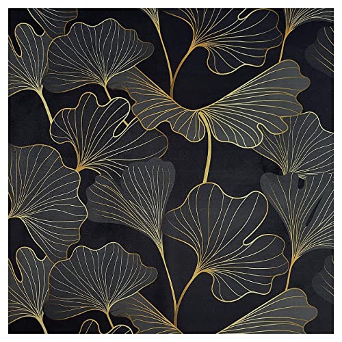 Eleganter Samtstoff Giorgio Ginko Dekostoff in schwarz-gold moderne Meterware hochwertig 140 x 50 cm von SANDNER Stoffhaus