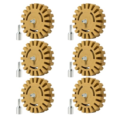 100 x 25 mm Aufkleber-Entferner, Radiergummi, Rad für Bohrer, 6 Stück von SANDPROX