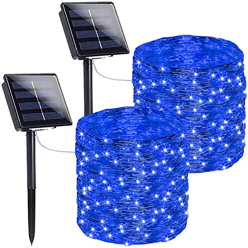 SANJICHA Blanco 2-Pack Cada 72FT 200 LED Solar String Lights, Impermeable Alambre de Cobre 8 Modos de Iluminación Solar Luces de Navidad para Jardín Patio Árbol Fiesta Boda (Cool White) von SANJICHA