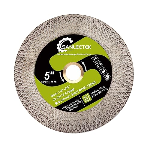 Diamant Trennscheibe 125mm Doppelseitige X Mesh Trennschleifscheibe für Porzellan Keramik Fliesen Marmor Kunststein SANLEETEK von SANLEETEK