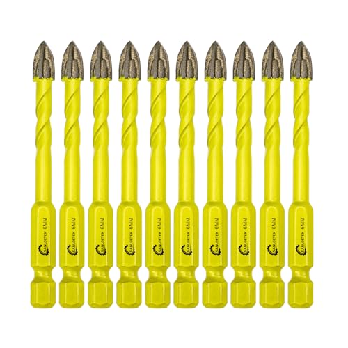 SANLEETEK Fliesenbohrer Glasbohrer Set Hartmetallbohrer 10Stücke 6mm Steinbohrer Bohrer Set mit Schnellwechsel für Holz Kunststoff Mauerwerk Keramische Fliesen Beton von SANLEETEK