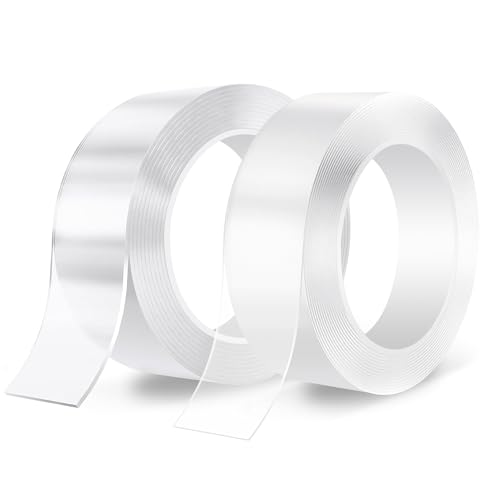 SANLI TAPE Doppelseitiges Klebeband Extra Stark Nano Klebebänder Transparent Ablösbar Klebestreifen Spurloses Wiederverwendbares Klebeband für Teppich, Fotorahmen, Küche (1mmx3cmx6m & 2mmx3cmx3m) von SANLI TAPE