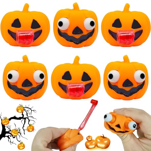 SANLIUSANJIU 6 Stück Halloween Kürbis Anti Stress Bälle, eine Langsame Blowback Stress Relief Spielzeug, Stressball in Halloween, Halloween Mitgebsel, Erwachsene Kindergeburtstag Geschenk von SANLIUSANJIU