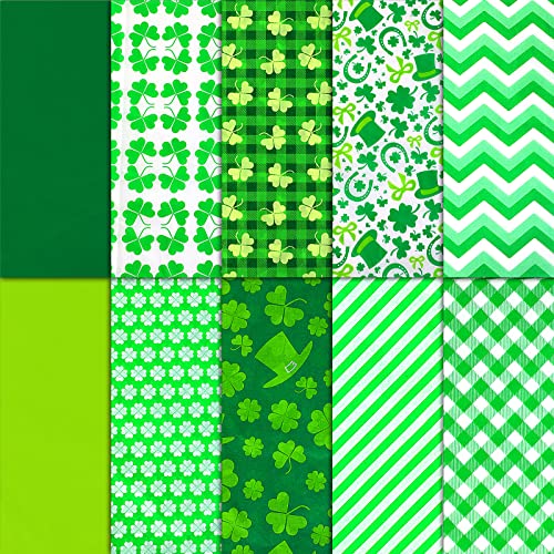 SANNIX 100 Blatt St. Patrick's Day Seidenpapier Irisches Kleeblatt Grün Bulk Geschenkpapier für St. Patrick's DIY Handwerk Frühling Urlaub Dekoration Geschenkverpackung Gefälligkeiten, 50 x 34 cm von SANNIX