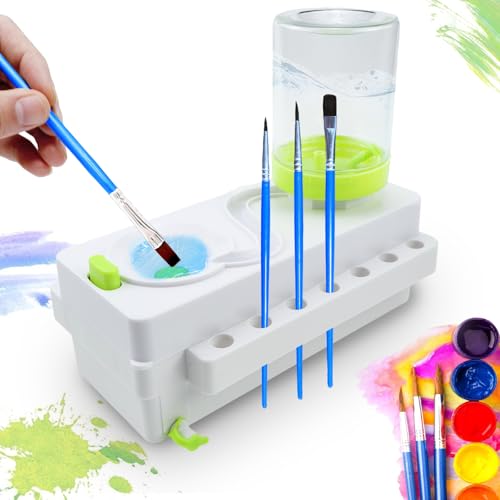 SANOU Pinselreiniger Bürstenspüler Brush Rinser Multifunktionaler Bürstenbrause Künstlerbedarf Bürstenspüle Wasserkreislaufspüler für Acryl, Aquarell und auf Wasserbasis von SANOU