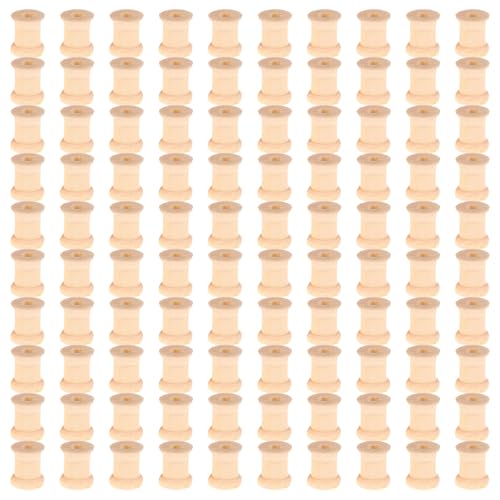 100 Stück Holzspulen für Handarbeitsprojekte, kleine leere Garnspulen, Holzspulen Nähspulen Nähwerkzeug von SANRLO