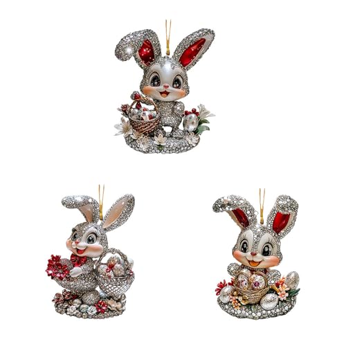 3 Stück Acryl Hasen Ornament für Ostern Tür und Fenster hängende Party Dekorationen saisonale Feiertagszubehör von SANRLO