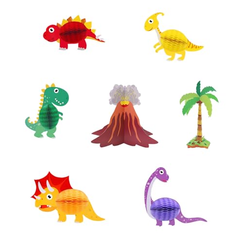 7 Stück Dinosaurier Papier Ornament Cartoon Tier Tischdekoration für Kinder Geburtstag Party Dusche Zimmer Dekoration von SANRLO