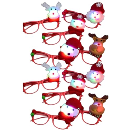 SANRLO 10 Stück Weihnachtsbrillenrahmen Foto-Requisiten Vliesstoff Weihnachtsmann Brille 2024 Neujahr Party Dekorationen Kinder von SANRLO