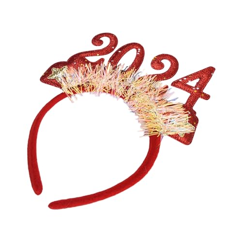 SANRLO 12 Stück 2024 Neujahr Stirnband Heiligabend Party Kopfbedeckung Dekoration Urlaub Party Foto Requisiten Geschenke Party Dress Up Zubehör von SANRLO