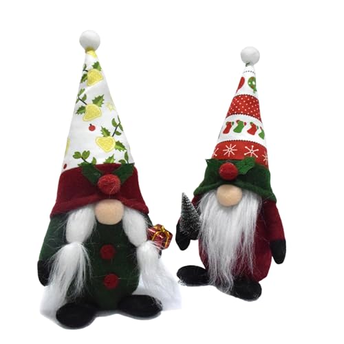 Set mit 2 einzigartigen Weihnachtswichteln, bunt, Schreibtisch-Ornament, saisonale Tischdekoration, Weihnachtszubehör von SANRLO