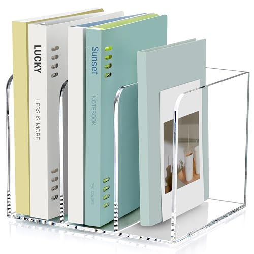 SANRUI Stehsammler Zeitschriftenständer Schreibtisch Organizer Briefhalter Stehordner Zeitschriftenhalter 3 Fächer Acryl transparent wiederverwertbar von SANRUI