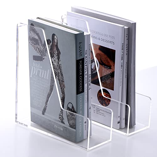 SANRUI Zeitschriftensammler aus Acryl, Schreibtisch-Organizer, Zeitschriftenständer, transparent, vertikaler Aktenordner, 21,5 cm T x 8,9 cm B x 22 cm H, 2 Stück von SANRUI