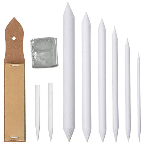 SANTOO 8 Stück Papierwischer Set, Mischen Papierwischer Estompe Set mit Stück Schleifpapier Bleistife Spitzer für Student Skizze Zeichnen von SANTOO