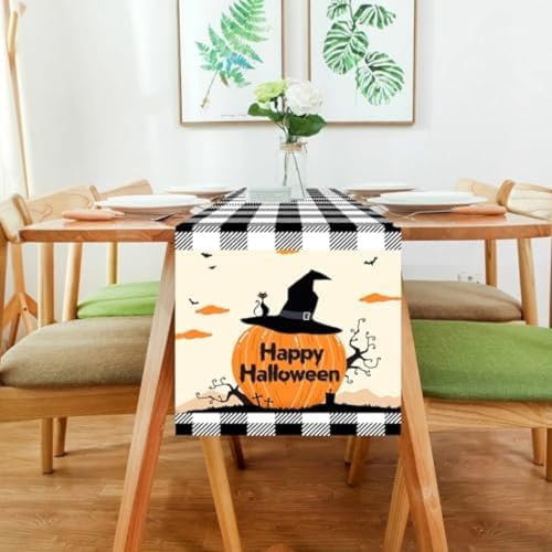 Tischläufer, Halloween-Tischläufer Für Hochzeit, Weihnachten, Party-Dekoration, rutschfeste Tischdecke, Moderne, Schmutzabweisende Tischdekoration, 30 X 220 cm,30x120cm von SANTPOT