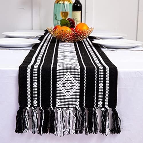 Tischläufer, Schwarze Tischläufer Für Hochzeit, Weihnachten, Party-Dekoration, rutschfeste Tischdecke, Moderne, Schmutzabweisende Tischdekoration, 30 X 220 cm von SANTPOT