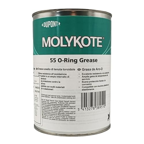 MOLYKOTE 55 O-Ring Fett 1kg 35,27oz Silikon-Schmiermittel für Dichtungen. Hervorragende Oxidations- und Korrosionsbeständigkeit. Breiter Einsatztemperaturbereich. Kompatibilität mit Kunststoffen und E von SANYI