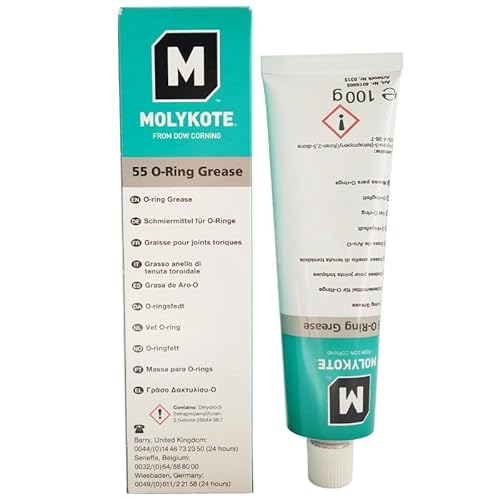 Molykote 55 O-Ring Grease 100g Schmiermittel für Dichtungen von Gummi-O-Ringen, Ventilen, Metall- und Pneumatiksystemen, Luftfahrt, Automobilindustrie. Hitzebeständig, oxidationsbeständig, cremeweiß. von SANYI