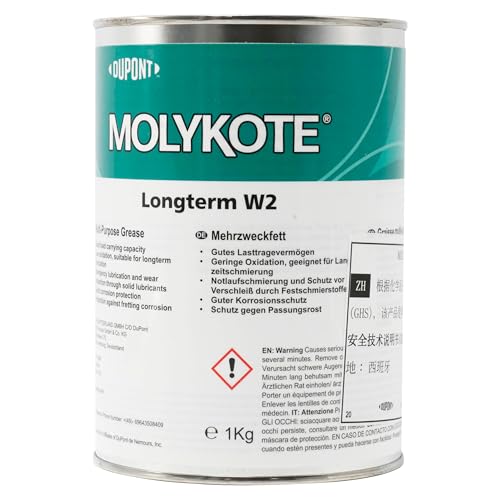 Molykote Longterm W2 High Performance Grease 1kg Schmierfett, weiß, von Dow Corning, Mehrzweck für Metallkombinationen, Maschinenlager, langsame und schnelle Bewegung, mittlere Belastung, NLGI-Klasse von SANYI