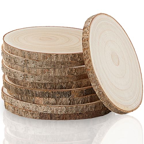 SNYOUNG Holzscheiben, 20,3 - 22,9 cm, natürliche Holzscheiben für Tafelaufsätze, unlackierte runde Holzscheiben für Tische, Holzkreise für rustikale Hochzeit, DIY Handwerk, runde Baumscheiben, 10 von SANYOUNG