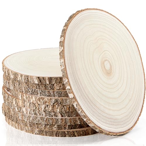 Set mit 10 großen Holzscheiben, 30,5 - 33 cm, Naturholzscheiben für Tafelaufsätze, unlackierte runde Holzscheiben für Tische, Holzkreise für rustikale Hochzeit, DIY-Handwerk, runde Baumscheiben von SANYOUNG