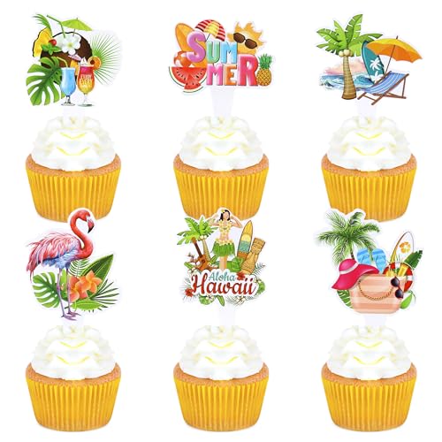 24 Stück Hawaiianische Tortendeko,Hawaiianische Cupcake Topper,Sommer Strand Pool Geburtstagstorte Dekoration,Geburtstag Hawaii Party Decoration,Tropische Tortendekorationen 24 Stück Hawaiianische Tortendeko,Hawaiianische Cupcake Topper,Sommer Strand Pool Geburtstagstorte Dekoration,Geburtstag Hawaii Party Decoration,Tropische Tortendekorationen von SANYUANHE