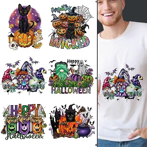 Halloween Bügelbilder für T-Shirt Hocus Pocus Heat Transfer Iron Patches Horror Eyeball Wicked Jack-o'-Laterne Schwarze Katze Eisen Applikationen für Kleidung Hut Tasche Kissenbezug DIY Dekorationen 6 von SARATA