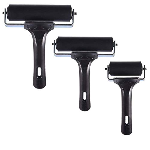 SAROAD 3 Pack Soft Rubber Brayer, Gummi Brayer Roller Pinsel Tinten Aufbringer Kunst Fertigkeit ÖL GemäLde Werkzeug (2,4, 4, 5,9) von SAROAD