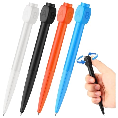 SAROAD 4 Stück ABCD-Kugelschreiber mit Rotationsreduzierer, Gadget, Stressabbau-Stift für das Büro, Langlebig von SAROAD