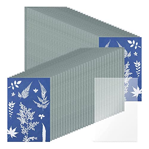 SAROAD 61-teiliges Sonnendruckpapier, Cyanotyp-Papier-Set, Solar-Zeichenpapier, Empfindlichkeit, Sonnendruck, Naturdruckpapier (15 x 9 cm) von SAROAD