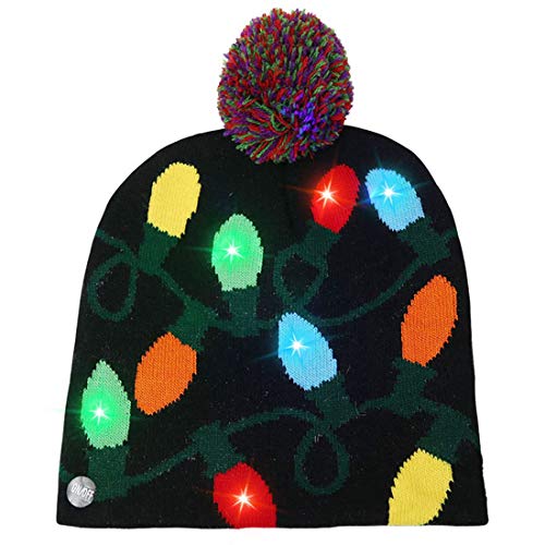 SAROAD Mode Led Leuchtende Weihnachtsmütze Weihnachtsplüsch Strickmütze Weihnachtsbaum Schnee Dekoration Geschenk C. von SAROAD