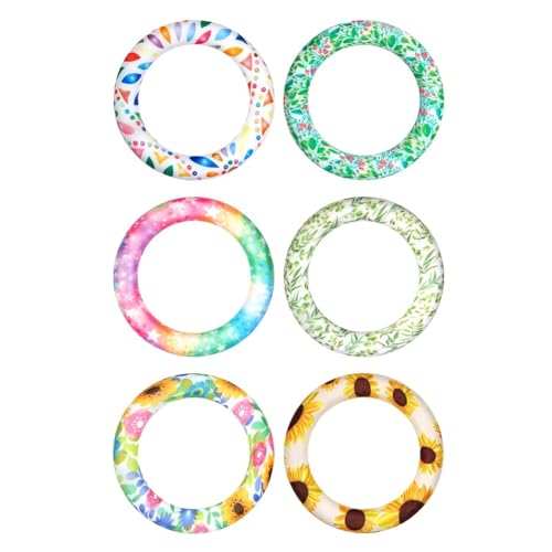 SAROAD O-Ring Aus Silikon mit Perlen, 65 mm Runde Silikonschlaufe mit 2-Loch-Rahmen, Silikonanhänger für Selbstgemachten Schlüsselanhänger, 6 Stück von SAROAD
