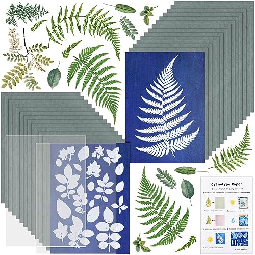 SAROAD Sun Print Paper Kit Cyanotype Paper 32 Sheets Cyanotype Paper for Arts Crafts DIY Project von SAROAD