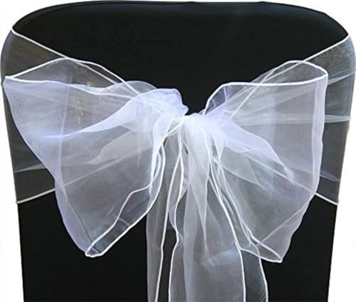 Organza-Stuhlschleife/Schärpe für Hochzeiten, Empfänge, Veranstaltungen, Bankette, Schleifen, Dekoration, Schärpen – (25, weiß) von SARVAM FASHION