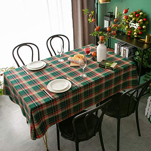 SASIGAYA Karierte Tischdecke Weihnachten Tischdecke Vintage Karierte Tischdecke，Polyester-Baumwolle Waschbar für Weihnachts Party Küche Hochzeit Tischtuch Dekoration，Verschiedene Größen（140×260cm） von SASIGAYA