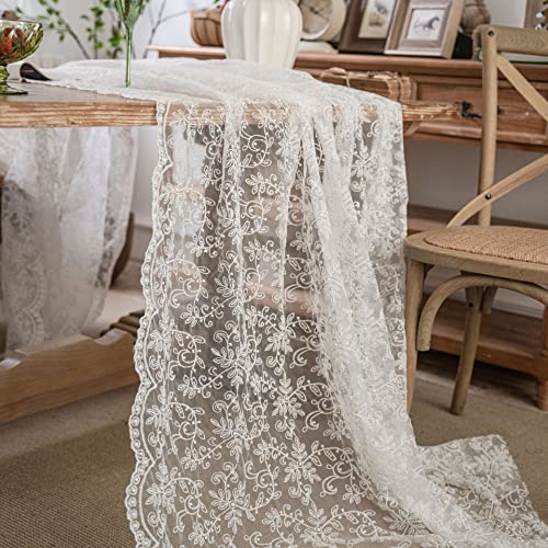 SASIGAYA Tischdecken Vintage Boho Weiß Spitze Landhausstil Tischdecke 100×130cm Rechteckige Blumen Tischdecke Durchscheinende Durchbrochene Stickerei Tischuch für Küche Hochzeit Party Dekoration von SASIGAYA