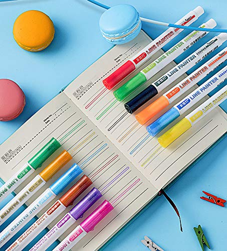 SASKATE Diy Double Line Highlighter 24-Farben-Set, Double Line Outline Marker Pens, Metallic Glitter Pens Set, Metallic Marker Pens, Zum Schreiben, Zeichnen, Journaling, Scrapbook von SASKATE