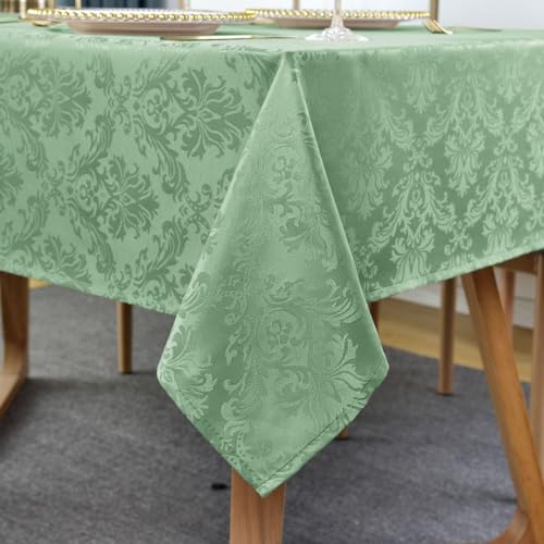 Frühlingsgrüne Tischdecke für rechteckige Tische, auslaufsicher, knitterfrei, Jacquard-Stoff, weiches Polyester-Damast-Tischdecke für Partys, Picknick, Abendessen (132,1 x 177,8 cm, länglich, von SASTYBALE