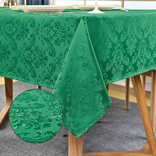 St. Patrick's Day rechteckige Jacquard-Tischdecke, Damast-Tischdecke, auslaufsicher, knitterfrei, weiches Polyester, längliche Tischdecke für Urlaub, Winter, Küche, Partys (Grün, 152 x 308 cm) von SASTYBALE