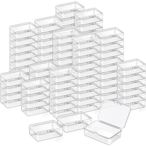 SATINIOR 100 Stück transparente Kunststoffperlen Aufbewahrungsbehälter Box kleine transparente Box mit Scharnierdeckel Kunststoffkoffer Mini quadratische Kunsthandwerk Aufbewahrungsboxen Organizer für von SATINIOR