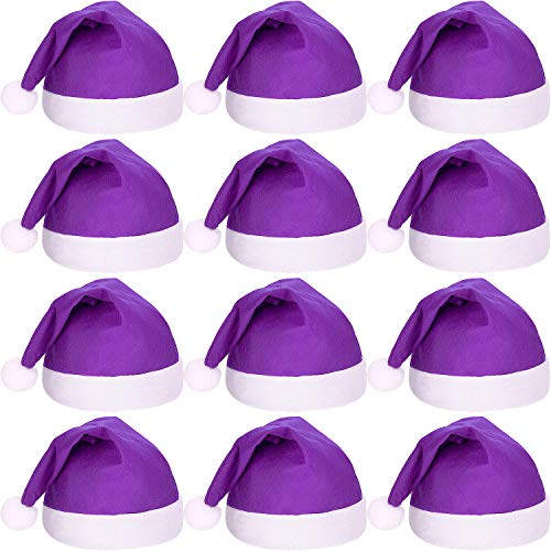 SATINIOR 12 Stück Weihnachtsmannmützen Weihnachten Vliesstoff Hut für Feiertage Weihnachten Party Zubehör - Violett - Medium von SATINIOR