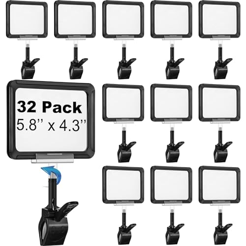 SATINIOR 32 Set Clip-on-Schilderhalter, Kunststoff, drehbar, Pop-Etiketten-Clips, Einzelhandel, Merchandise-Regal, Schild, Doppeldisplay-Clip, Schild-Halteklammer mit Kartenschutz, für Preisschild, von SATINIOR