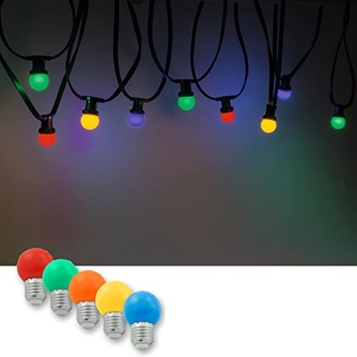 Illu-/Partylichterkette 10m | Außenlichterkette, 10 x bunte LED Lampe - SOMMERDEAL von SATISFIRE