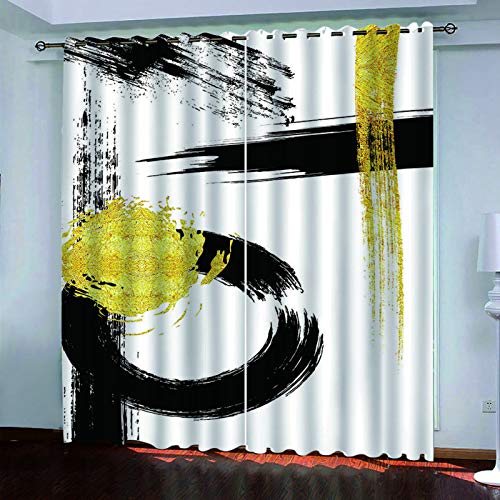 SATUSA Vorhang Blickdicht 3D Kreative Schwarze Kunst Muster Ösenschal 2Er Set 140X160Cm Fenster Gardinen Mit Ösen Verdunkelungsvorhang Wohnzimmer Kinderzimmer Thermovorhang Schallschutz Vorhänge von SATUSA