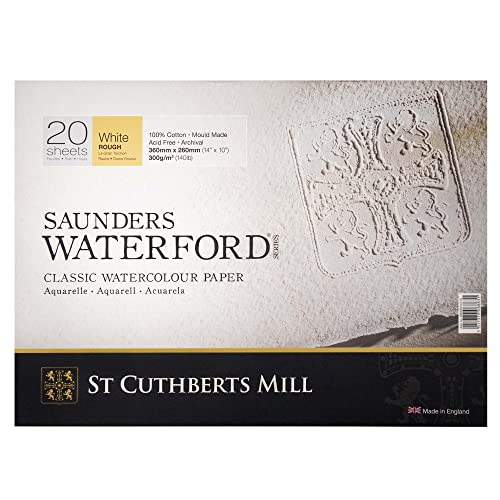 SAUNDERS WATERFORD SERIES St Cuthberts Mill Saunders Waterford Aquarellpapier T46630001011D: 300 g/m², Grobkorn, Aquarellblock 36 x 26 cm, rundumgeleimt, 20 Blatt, Naturweiß von SAUNDERS WATER FORD SERIES