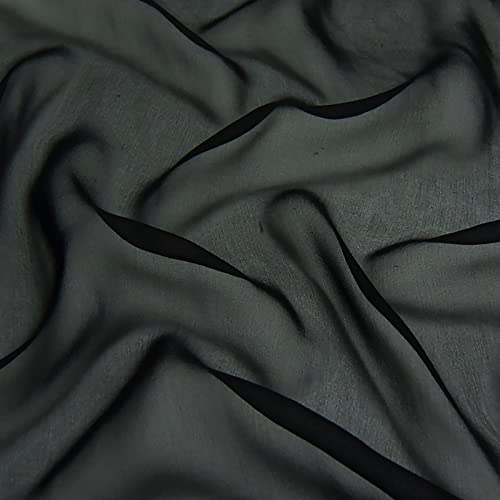 Polsterstoff Seide Chiffon Stoff 100% Maulbeerseide Stoff Reine Krepp Stoffe Reine Seide Stoff Satin Stoffe Zum Nähen, Seidenmasken, DIY, Wohnkultur 140 * 100cm(Color:Schwarz) von SAVAAL