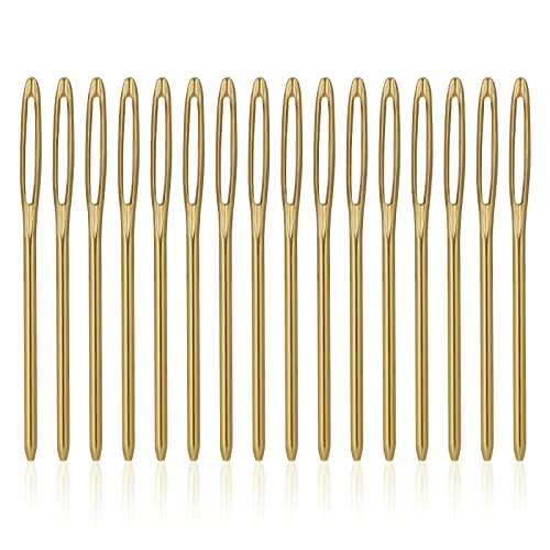 16 Stück Nähnadeln Großes öhr, 7 cm Nadeln Stumpf Sewing Needles Gobelin Nadeln Wollnadeln Handnähnadeln Metal Nadel Sticknadeln für Häkelprojekte (Gold) von SAVITA